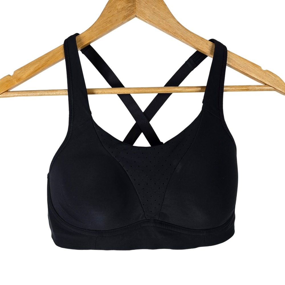 Lululemon Run Times Bra Black Criss Cross Back Adjustable Sports Womens Size D32